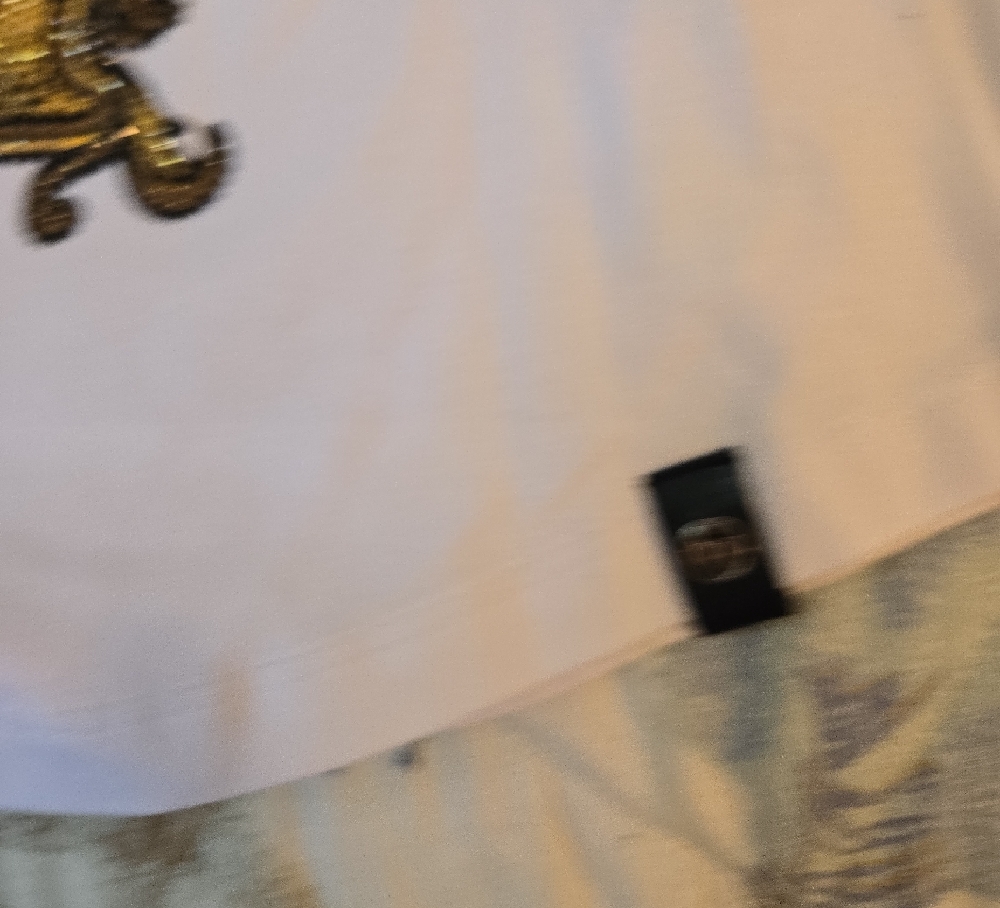 George Mens Tee in White with GoldBeaded Lettering - Picture 2 of 4